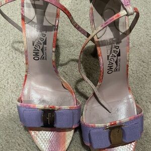 Salvatore Ferragamo Purple and Pink Heels with Metallic Finish